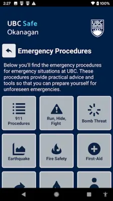 UBC Safe Okanagan android App screenshot 1
